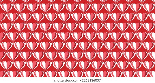 Patrón hermoso Globo de corazón rojo, el corazón forma símbolos, el doodle de dibujos a mano lindo corazón de dibujos animados para decorar la tarjeta de boda para el concepto de día de San Valentín, tatuaje, logo y historia de amor 