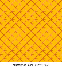 Beautiful Pattern Red Line Cross On Orange Background. Design For Wall Paper And Background. Seamless Pattern Vector.