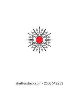 The beautiful pattern red sun