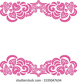 Beautiful pattern romantic frame of hearts. Vector illustration