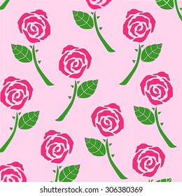 Beautiful pattern with rose on pink background