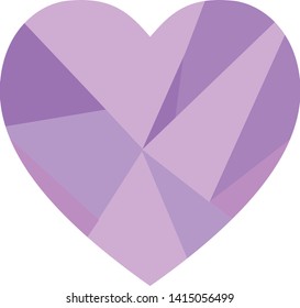 Beautiful pattern in the shape of a heart of pattern of abstract simple geometric background. Polygonal mosaic background. Monochromatic color range, minimal texture. Purple colors. Love, heart.Vector