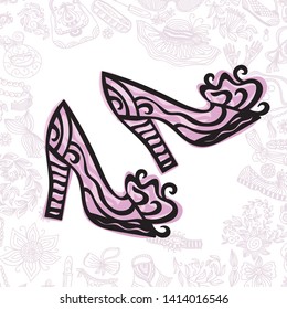 Beautiful pattern shoes. Vector illustration