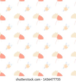 Beautiful pattern with simple foolproof flower botanical. Wild botanical garden bloom. Flower background. Spring floral surface pattern. Leaves illustration.