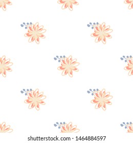 Beautiful pattern with simple foolproof flower botanical. Wild botanical garden bloom. Flower background. Spring floral surface pattern. Leaves illustration.