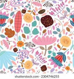 Beautiful pattern in a small abstract flower. Small colorful flowers. White background. Small cute simple spring flowers.