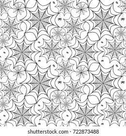 Beautiful pattern of spider webs and spiders. Beautiful background for Halloween.