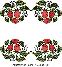 Beautiful pattern strawberries. Vector illustration