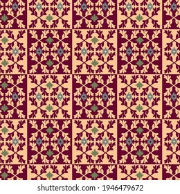 Beautiful pattern in the style of Byzantium in three colors and tiles with a distinctive motif