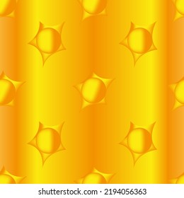 Beautiful pattern with sun and sun rays on gradient yellow background. Seamless background with painted sun. Wallpaper for the children's room. Vector illustration with solar.