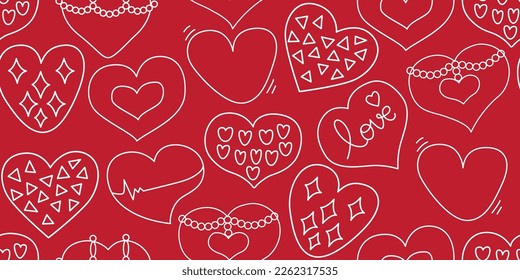 beautiful pattern sweet heart minimal hand drawn, cute heart in heart shape for decorating the wedding card, valentine's day, tattoo, logo, sticker, and love concept. seamless pattern