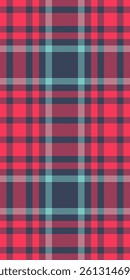Beautiful pattern textile fabric, invite tartan check plaid. Masculine background vector texture seamless in blue and red colors palette.