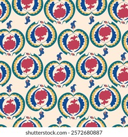 Beautiful pattern for textile fabrics. Beige and green color fabric.