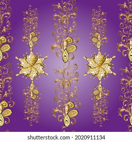 Beautiful pattern for textile, scrapbooking. Seamless in Baroque style. Vector design. Patterns on purple, neutral and brown colors. Graceful, delicate ornamentation in the Rococo style. Classic style