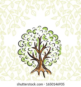 Beautiful pattern tree. Vector illustration