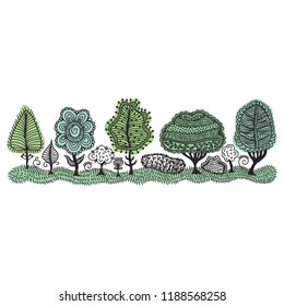 Beautiful pattern trees. Vector illustration