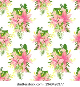 Beautiful pattern. Vector tropical wallpaper. Summer design. Holiday decoration element. Decorative print. Creative botanical background