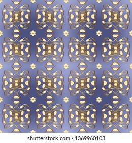 Beautiful pattern for Wallpapers, packaging. Patterns on blue, violet colors. Seamless pattern in Baroque style. Graceful, delicate ornamentation in the Rococo style. Vector. Vintage colorful patterns