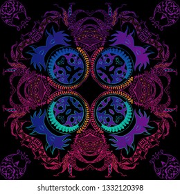 Beautiful pattern what can be used in the fashion industry. Colourful seamless vector ornament