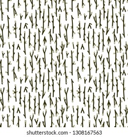 beautiful pattern with willow branches, seamless vector pattern with a natural motif