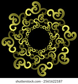 Beautiful patterned gold frame on a black background
