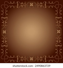 Beautiful patterned quadrangular frame on a brown background