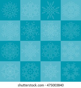 Beautiful patterns in the form of snowflakes. Individual objects. Lace. It can be used as individual design elements. Vector illustration.
