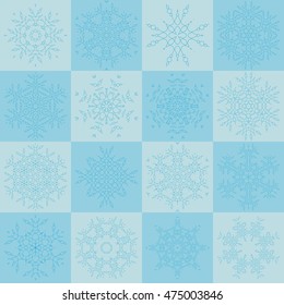 Beautiful patterns in the form of snowflakes. Individual objects. Lace. It can be used as individual design elements. Vector illustration.
