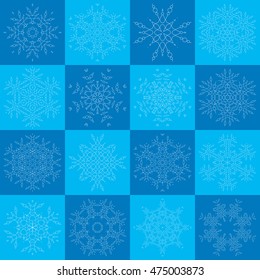 Beautiful patterns in the form of snowflakes. Individual objects. Lace. It can be used as individual design elements. Vector illustration.
