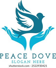 beautiful peace dove vector logo. Perfect for organizations focused on peace, love, and unity, this design conveys a powerful message of hope and compassion