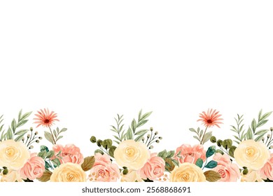 Beautiful peach watercolor flower garden for background design.