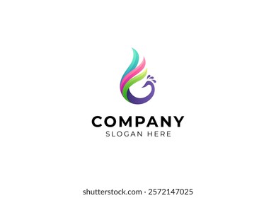 Beautiful peacock bird logo with colorful gradient vector design style