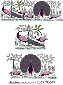 Beautiful Peacock Border illustration art