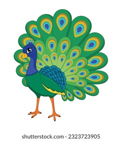 Beautiful peacock cartoon vector illustration
