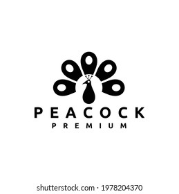 Beautiful Peacock Cartoon Vector Logo Design
