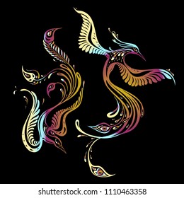 Beautiful peacock. Exotic bird. Vector hand drawn detailed illustration