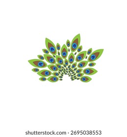 beautiful peacock feather vector icon