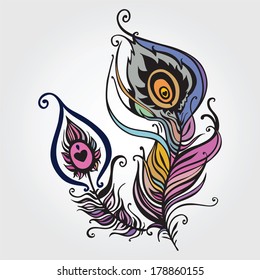 Stylized Peacock Feather Stock Vector (Royalty Free) 177871712