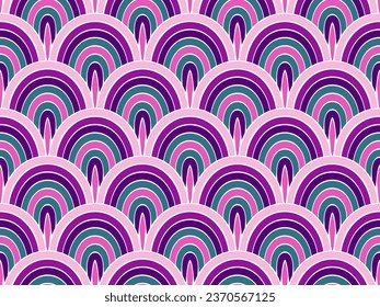 Beautiful peacock feather vector repeat ornament. Playful snakeskin texture. Fabric peacock plumage motif. Dreamy lizard squama background. Japanese traditional ornament.