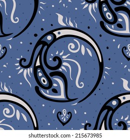 Beautiful peacock feathers, seamless background. Hand drawn pattern.