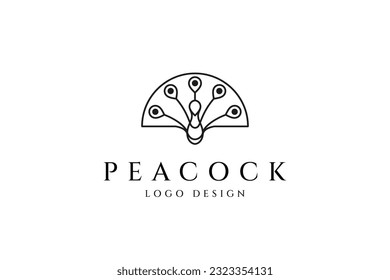 Beautiful peacock linear logo design