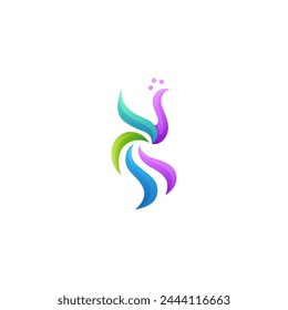 Beautiful peacock logo in 3d simple colorful gradient vector design