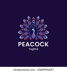 Beautiful peacock logo design vector gradient