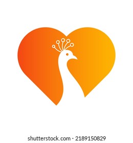 Beautiful Peacock Logo Template Vector Template Concept With Heart Colorful Logotype
