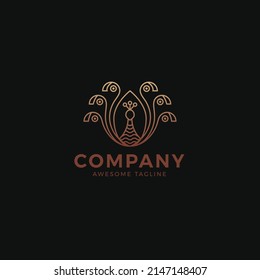 Hermosa plantilla de logotipo de Peacock Monoline