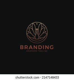 Beautiful Peacock Monoline Logo Template