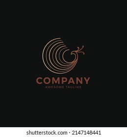 Beautiful Peacock Monoline Logo Template