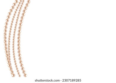 Beautiful pearl necklace. Jewel. Bead decoration. Vector illustration. White background. Border.