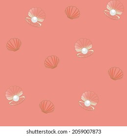 BEAUTIFUL PEARL AND OYESTER SEAMLESS PATTERN FOR TEXTILE PRINT OR WALLPAPER