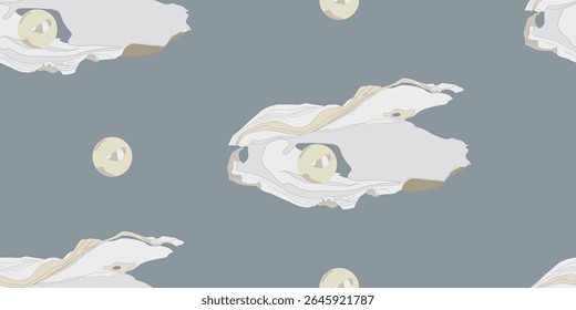 Beautiful pearl shell seamless pattern background.